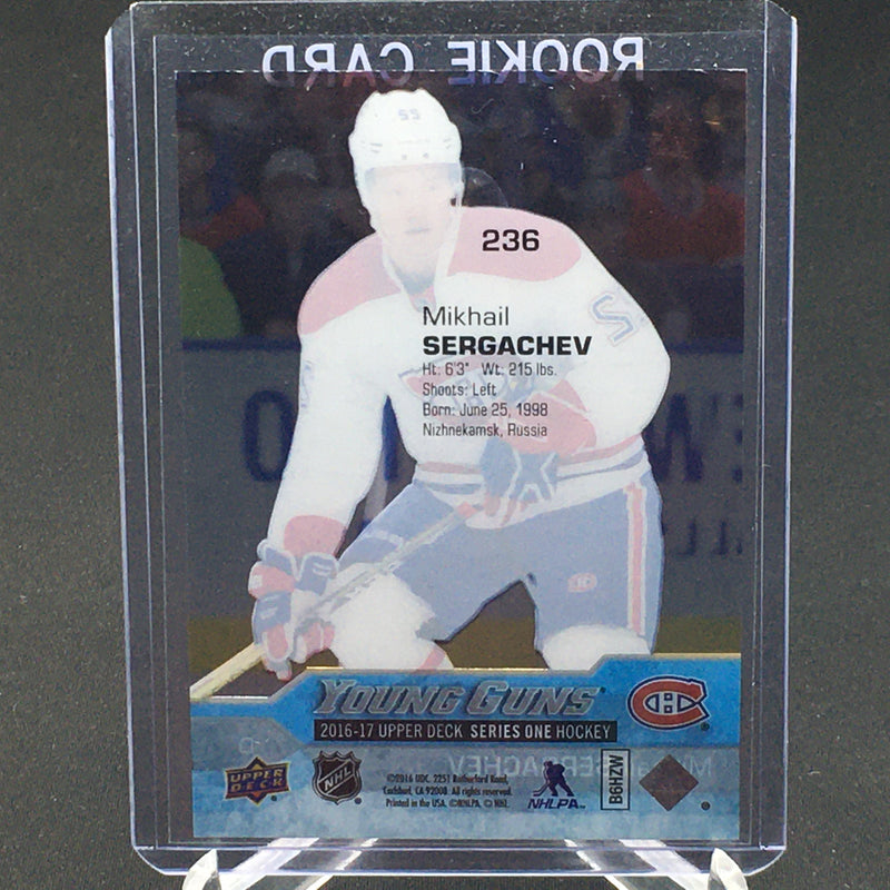 2016 UPPER DECK SERIES ONE - CLEAR CUT - YOUNG GUNS - M. SERGACHEV -