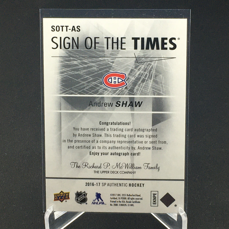 2016 UPPER DECK SP AUTHENTIC - SIGN OF THE TIMES - A. SHAW -