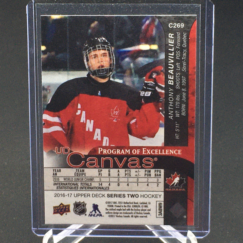 2016 UPPER DECK SERIES TWO - UD CANVAS - PROGRAM OF EXCELLENCE - A. BEAVILLIER -