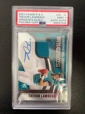 2021 PANINI ROOKIES & STARS - RED - DRESS FOR SUCCESS - T. LAWRENCE - #DS-TL - #'D/35 - AUTOGRAPH - RELIC - PSA 9 - RC***