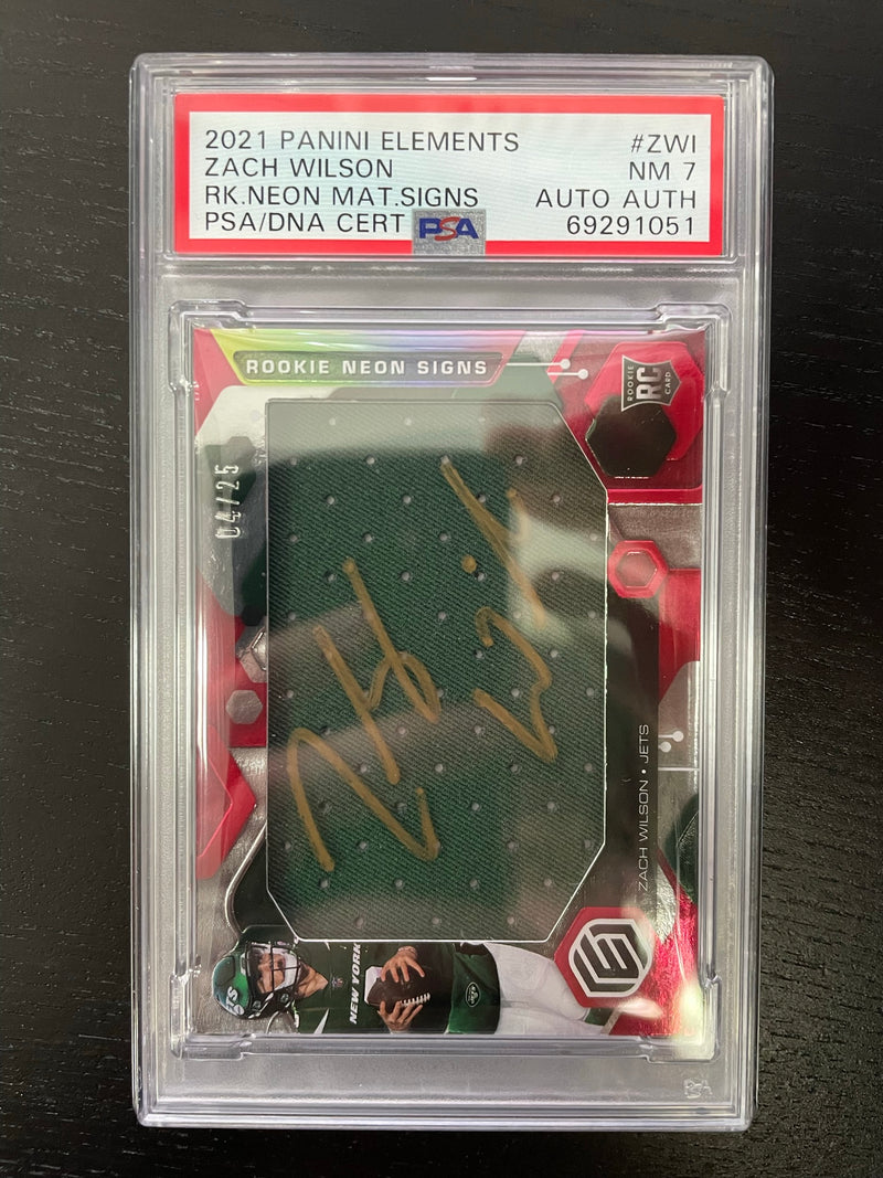 2021 PANINI ELEMENTS - ROOKIE NEON SIGNS - Z. WILSON - #RNSZWI - #'D/25 - RELIC - AUTOGRAPH - PSA 7 - RC***