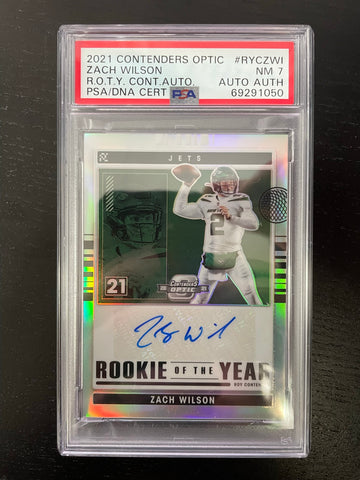 2021 PANINI CONTENDERS OPTIC - ROOKIE OF THE YEAR - Z. WILSON - #RYC-ZWI - #'D/50 - AUTOGRAPH - PSA 7 - RC***
