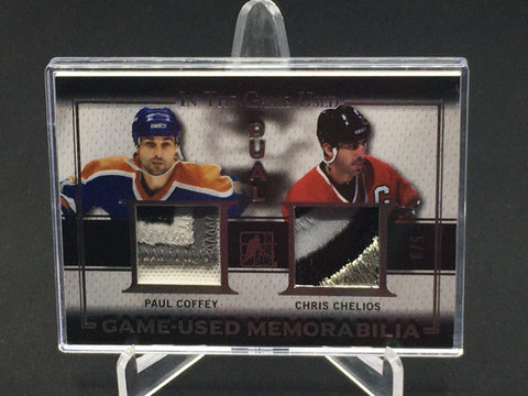 2016 LEAF IN THE GAME USED - DUAL GAME-USED MEMORABILIA - P. COFFEY/ C. CHELIOS - #GDP-19 - #'D/9 - DUAL RELIC