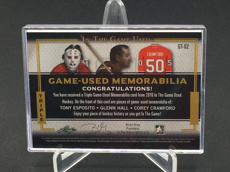 2016 LEAF IN THE GAME USED - TRIPLE GAME-USED MEMORABILIA - T. ESPOSITO/ G. HALL/ C. CRAWFORD - #GT-02 - #'D/45 - TRIPLE RELIC