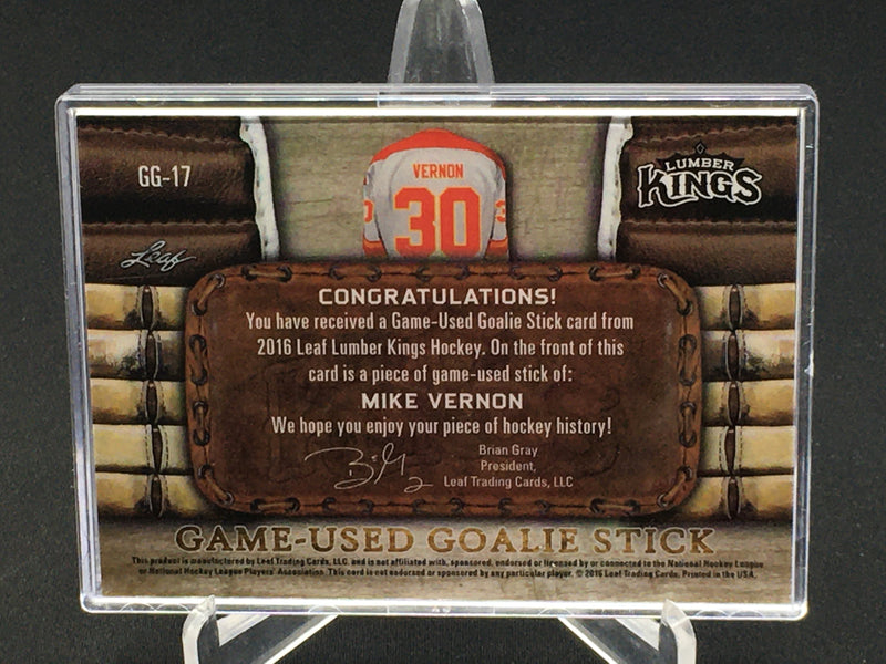 2016 LEAF LUMBER KINGS - GAME-USED GOALIE STICK - M. VERNON - #GG-17 - #'D/3 - STICK RELIC