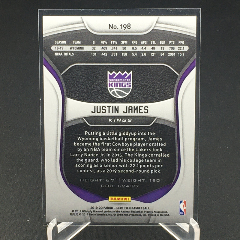 2019 PANINI CERTIFIED - ORANGE - J. JAMES - #198 - #'D/99 - RC