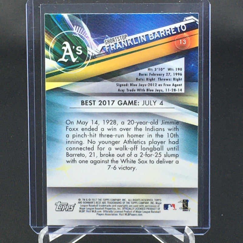 2017 TOPPS BOWMANS BEST - F. BARRETO -