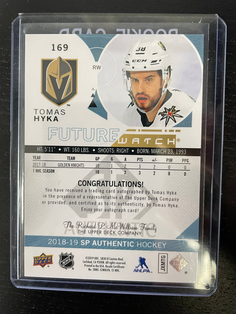 2018 UPPER DECK SP AUTHENTIC - FUTURE WATCH AUTO - T. HYKA - #169 - #'D/999 - AUTOGRAPH - RC