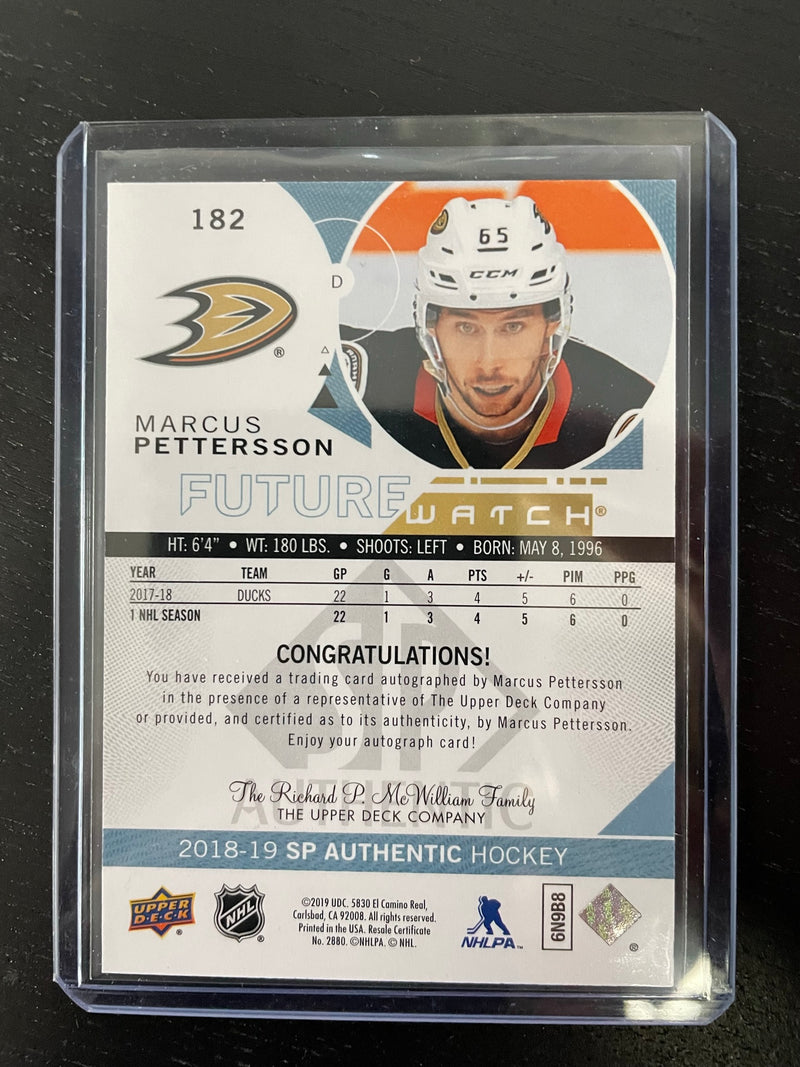 2018 UPPER DECK SP AUTHENTIC - FUTURE WATCH AUTO - M. PETTERSSON - #182 - #'D/999 - AUTOGRAPH - RC