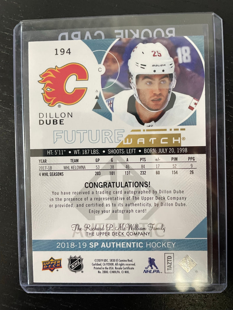 2018 UPPER DECK SP AUTHENTIC - FUTURE WATCH AUTO - D. DUBE - #194 - #'D/999 - AUTOGRAPH - RC