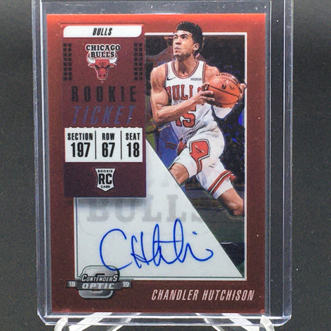 2018 PANINI CONTENDERS OPTIC - RED PRIZM - ROOKIE TICKET - C. HUTCHISON - #129 - #'D/99 - AUTOGRAPH - RC
