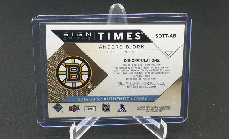 2018 UPPER DECK SP AUTHENTIC - SIGN OF THE TIMES - A. BJORK -