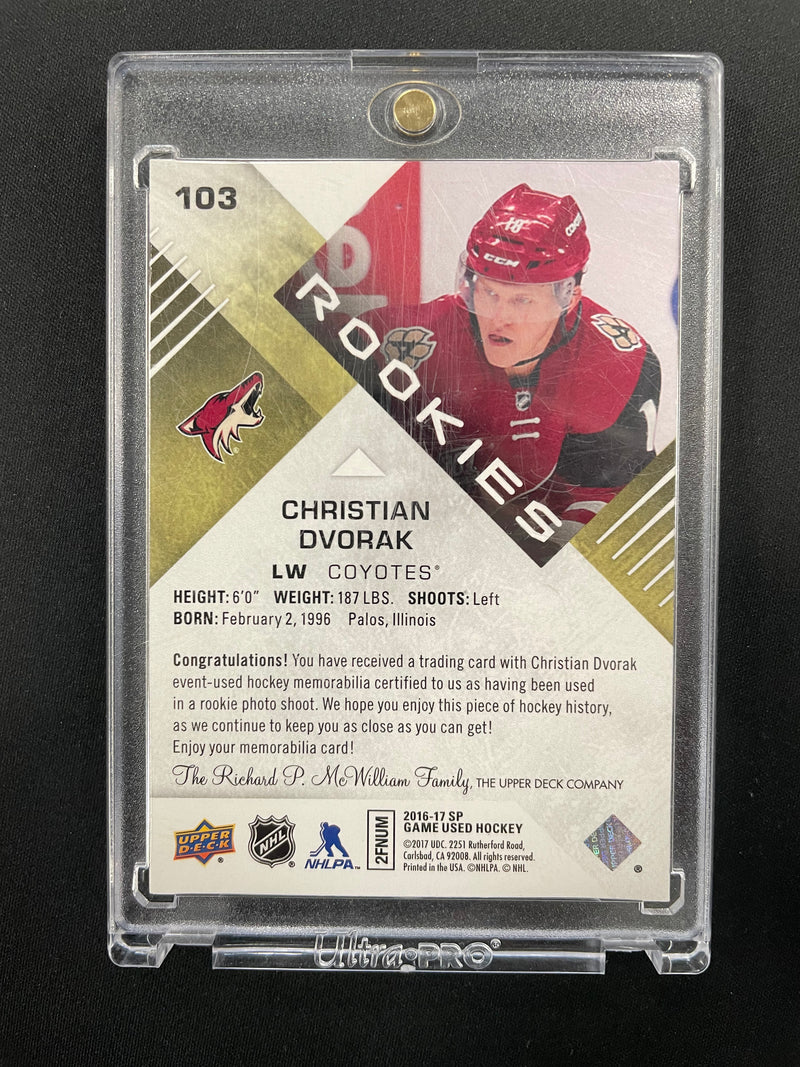 2016 UPPER DECK SP GAME USED - AUTHENTIC ROOKIES - C. DVORAK - #103 - #'D/399 - RELIC - RC