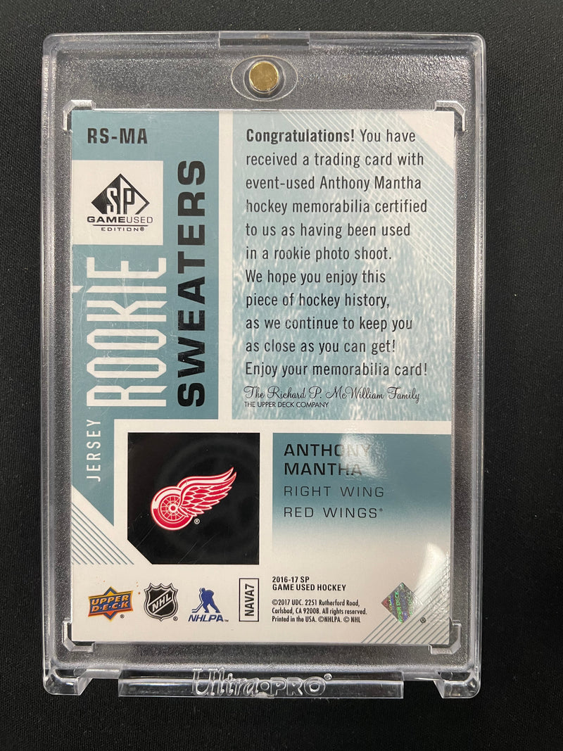 2016 UPPER DECK SP GAME USED - ROOKIE SWEATERS - A. MANTHA - #RS-MA - #'D/499 - RELIC - RC