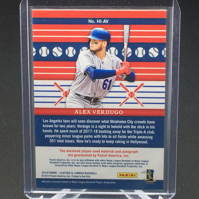 2019 PANINI LEATHER & LUMBER - HITTER INC - A. VERDUGO - #HI-AV - #'D/25 - AUTOGRAPH - BAT RELIC