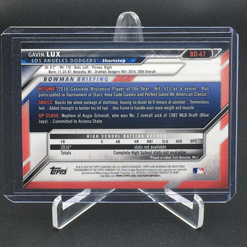 2016 TOPPS BOWMAN - 1ST BOWMAN - G. LUX -
