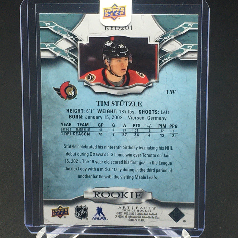 2020 UPPER DECK ARTIFACTS - T. STUTZLE - #RED201 - #'D/999 - RC