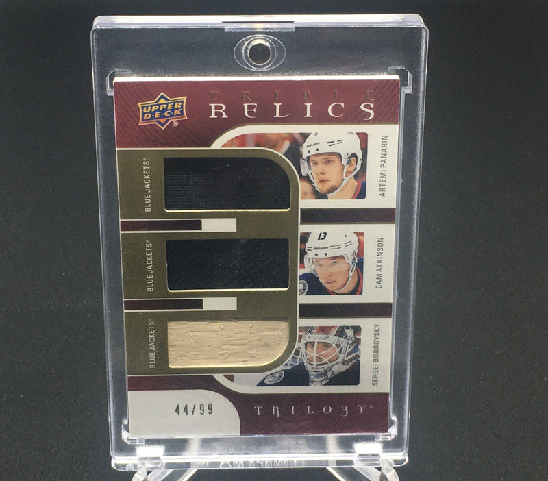 2018 UPPER DECK TRILOGY - TRILOGY RELICS - A. PANARIN / C. ATKINSON / S. BOBROVSKY - #TR-PAB - #'D/99