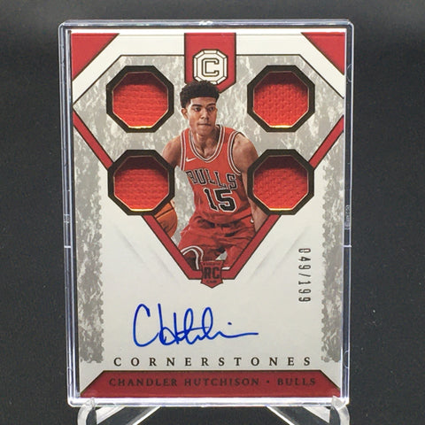 2019 PANINI CORNERSTONES - C. HUTCHINSON - #170 - #'D/199 - QUAD JERSEY RELIC - AUTOGRAPH