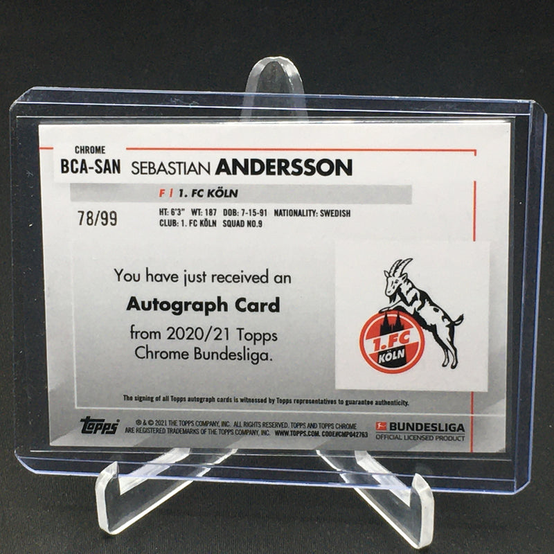 2021 TOPPS CHROME BUNDESLIGA - GREEN REFRACTOR - S. ANDERSSON - #BCA-SAN - #'D/99 - AUTOGRAPH