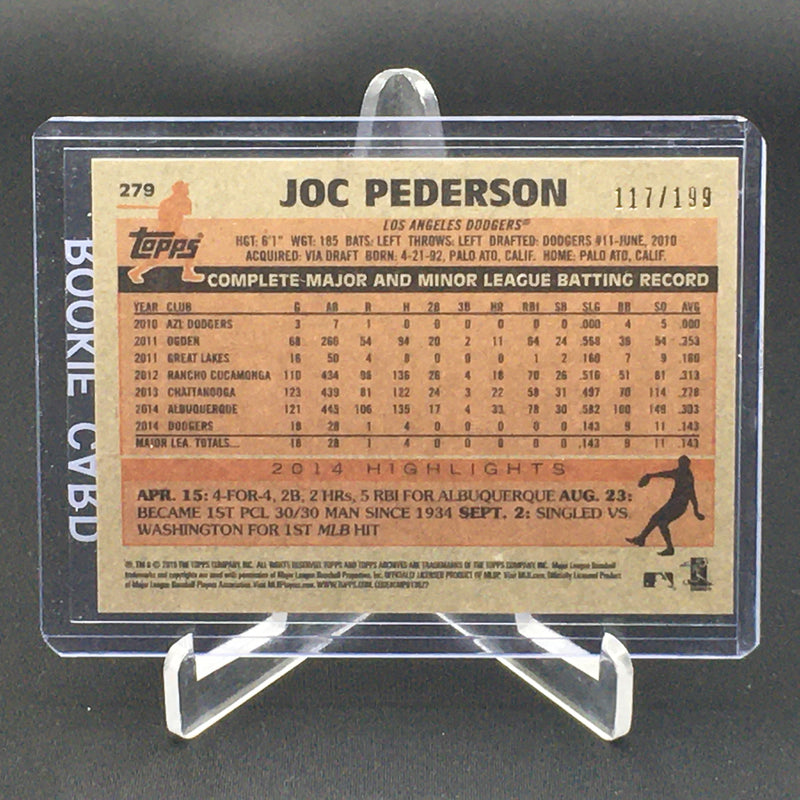 2015 TOPPS ARCHIVES - J. PEDERSON - #279 - #'D/199 - RC