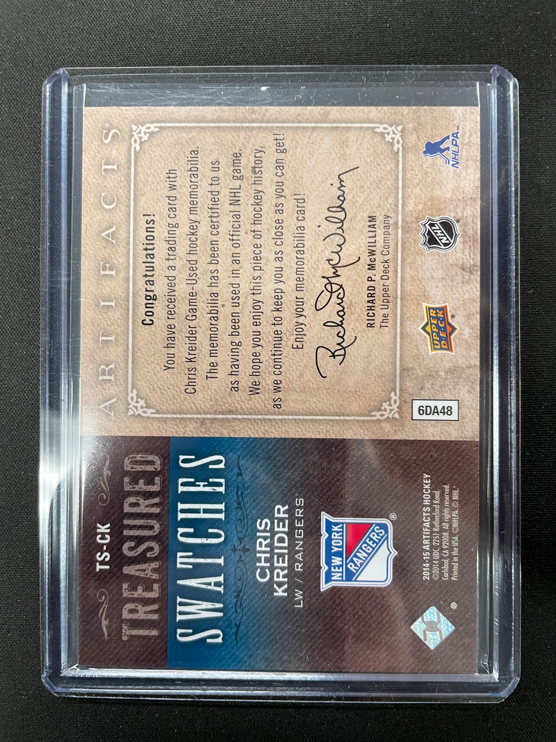 2014 UPPER DECK ARTIFACTS - TREASURED SWATCHES - C. KREIDER -