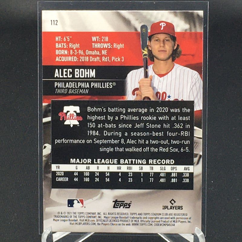 2021 TOPPS STADIUM CLUB - A. BOHM -