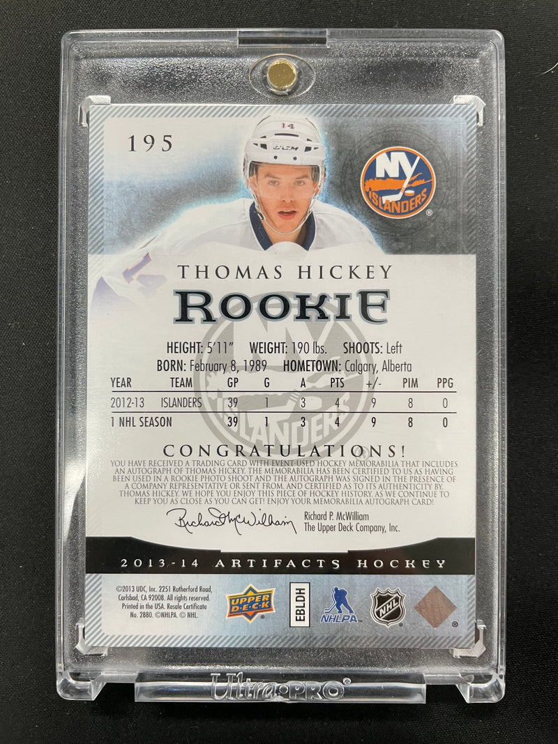 2013 UPPER DECK ARTIFACTS - ROOKIE - GOLD - T. HICKEY - #195 - #'D/3 - DUAL RELIC - AUTOGRAPH - RC