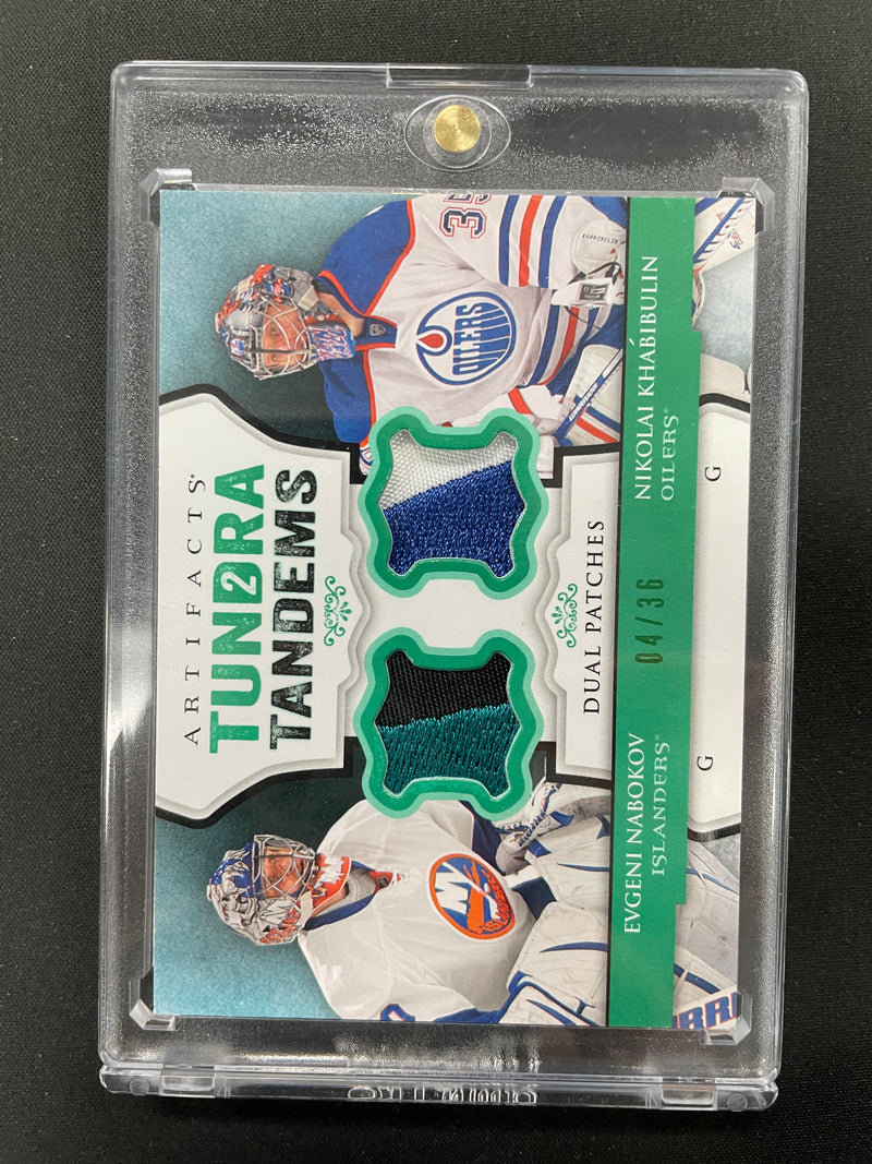 2013 UPPER DECK ARTIFACTS - TUNDRA TANDEMS - E. NABOKOV / N. KHABIBULIN - #TT-NK - #'D/36 - DUAL RELIC