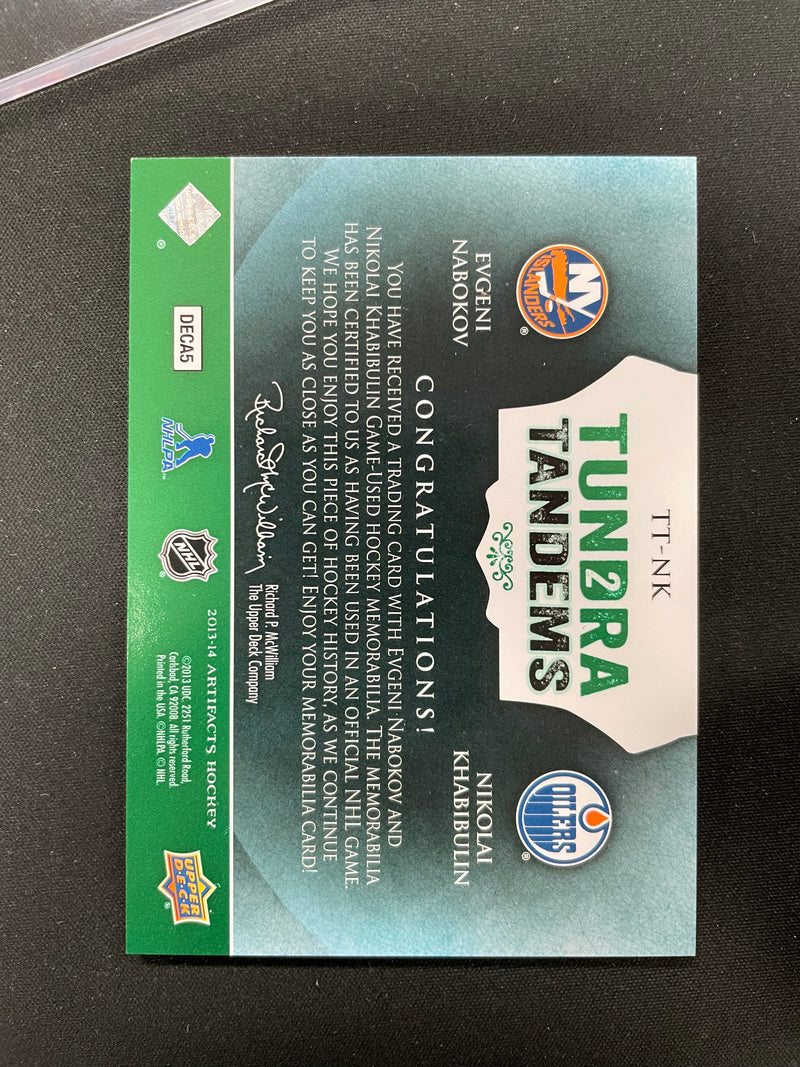 2013 UPPER DECK ARTIFACTS - TUNDRA TANDEMS - E. NABOKOV / N. KHABIBULIN - #TT-NK - #'D/36 - DUAL RELIC