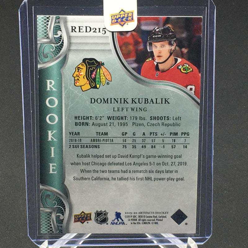2019 UPPER DECK ARTIFACTS - D. KUBALIK - #RED215 - #'D/999 - RC