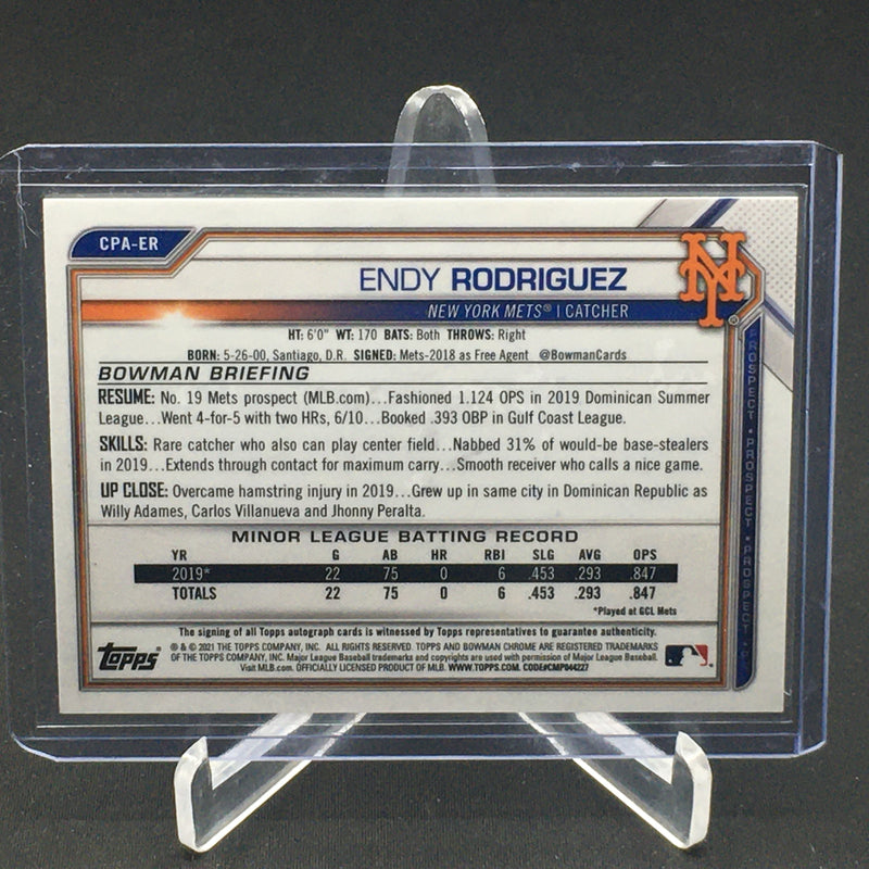 2021 TOPPS BOWMAN CHROME - GREEN REFRACTOR - 1ST BOWMAN - E. RODRIGUEZ - #CPA-ER - #'D/99 - AUTOGRAPH
