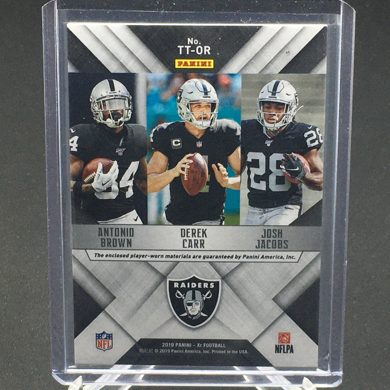 2019 PANINI XR - TEAM TRIOS - A. BROWN/ D. CARR/ J. JACOBS - #TT-OR - #'D/49 - TRIPLE RELIC