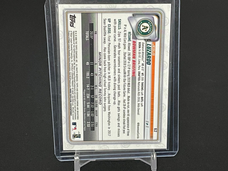 2020 TOPPS BOWMAN CHROME - SP IMAGE VARIATION - J. LUZARDO -