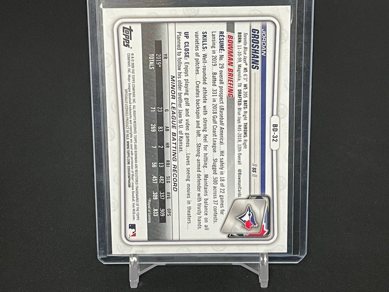 2020 TOPPS BOWMAN DRAFT 1ST EDITION - SKY BLUE FOIL - J. GROSHANS -