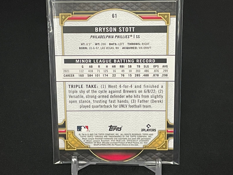 2022 TOPPS TRIPLE THREADS - GREEN - B. SCOTT - #61 - #'D/259 - RC