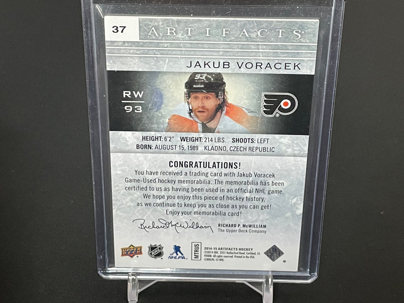 2014 UPPER DECK ARTIFACTS - J. VORACEK - #37 - #'D/125 - DUAL RELIC