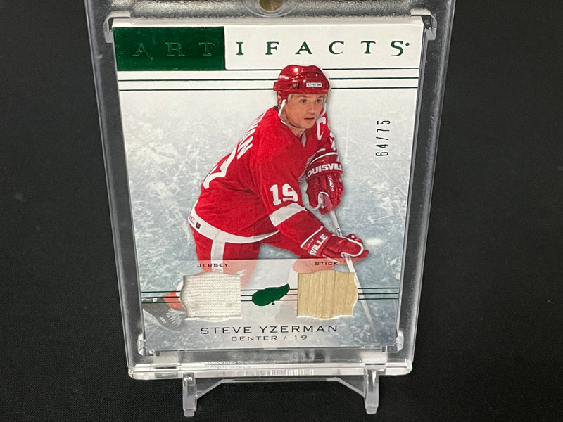 2014 UPPER DECK ARTIFACTS - EMERALD - S. YZERMAN - #74 - #'D/75 - DUAL RELIC