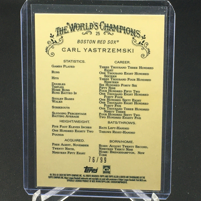 2020 TOPPS ALLEN & GINTER CHROME - GREEN REFRACTOR - C. YASTRZEMSKI - #25 - #'D/99