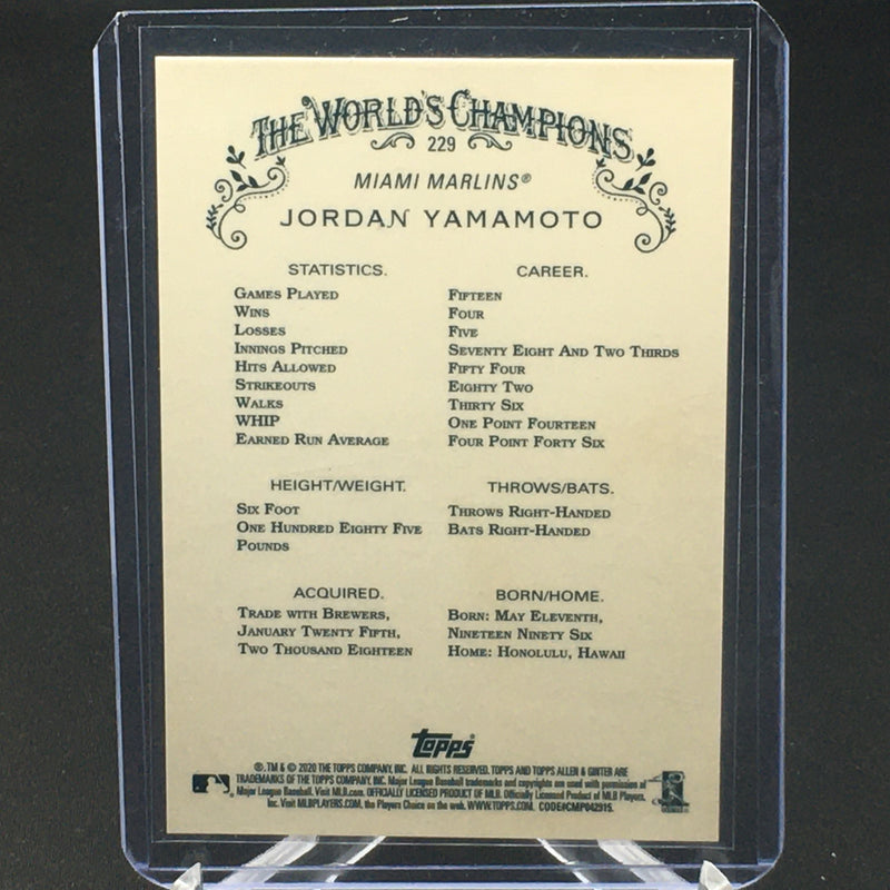 2020 TOPPS CHROME - ALLEN & GINTER  - SILVER - J. YAMAMOTO -