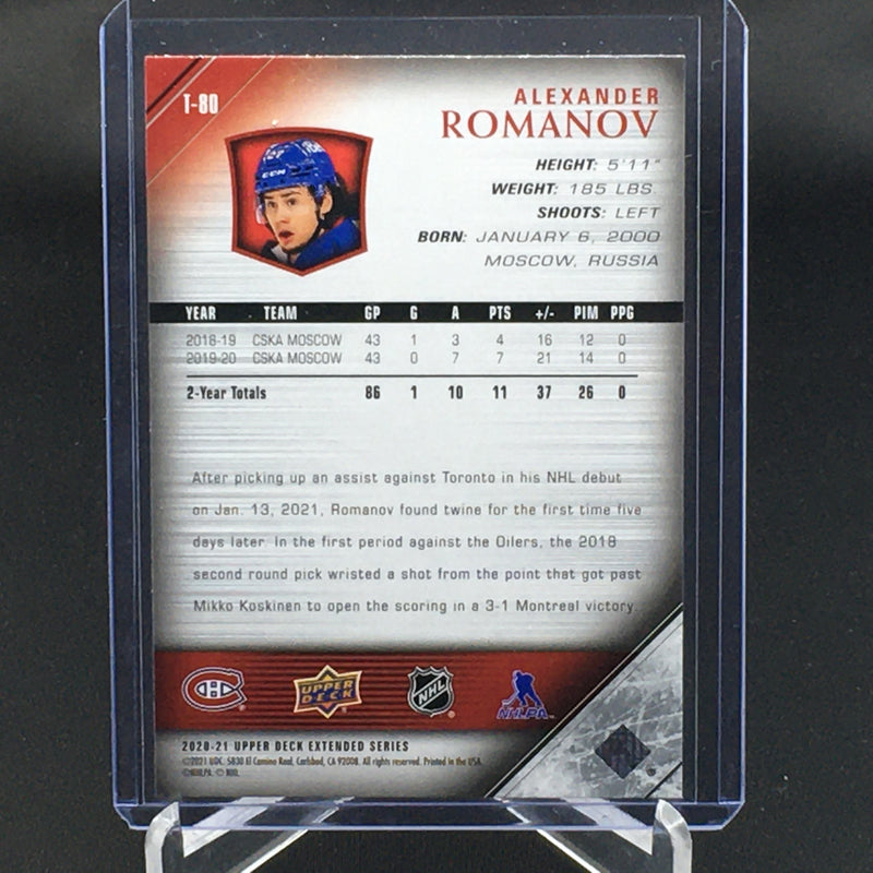 2020 UPPER DECK EXTENDED SERIES - 05-06 TRIBUTE YOUNG GUNS - A. ROMANOV -