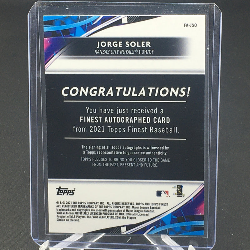 2021 TOPPS FINEST - BLUE REFRACTOR - J. SOLER - #FA-JSO - #'D/150 - AUTOGRAPH