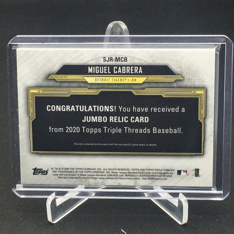 2020 TOPPS TRIPLE THREADS - M. CABRERA - #SJR-MCB - #'D/9 - JUMBO RELIC