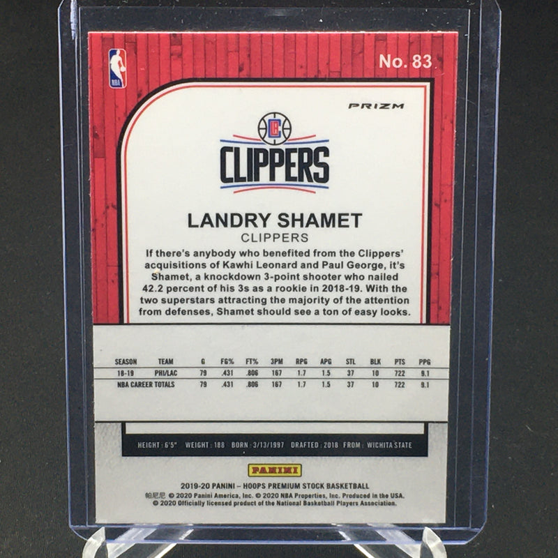 2019 PANINI HOOPS PREMIUM - RED FLASH PRIZM - L. SHAMET -