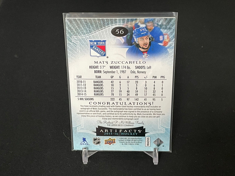 2015 UPPER DECK ARTIFACTS - M. ZUCCARELLO - #56 - #'D/49 - DUAL RELIC - AUTOGRAPH