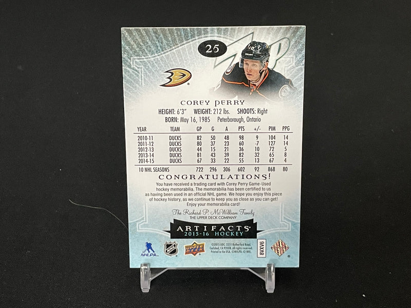 2015 UPPER DECK ARTIFACTS - EMERALD - C. PERRY - #25 - #'D/75 - DUAL RELIC