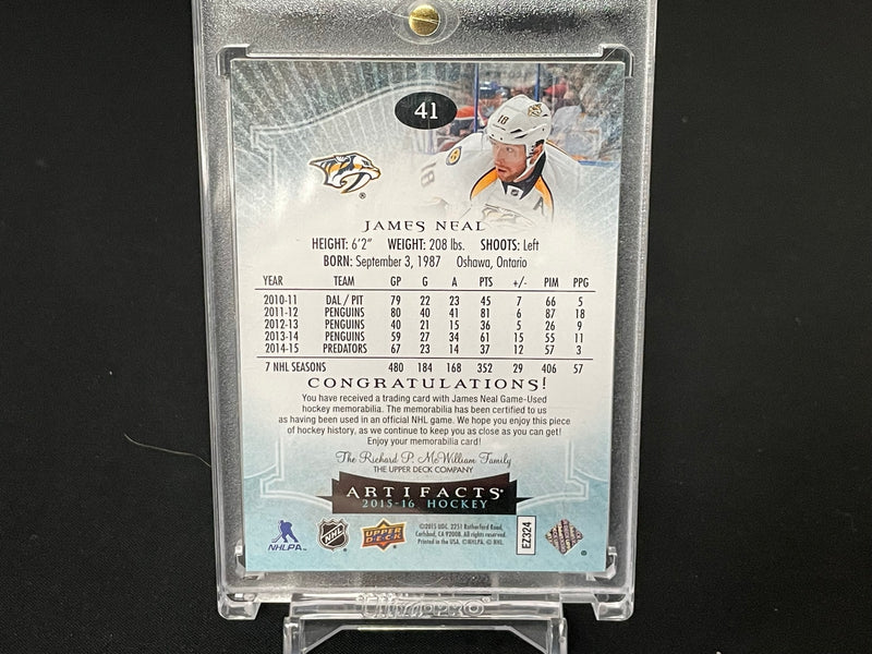 2015 UPPER DECK ARTIFACTS - EMERALD - J. NEAL - #41 - #'D/75 - DUAL RELIC