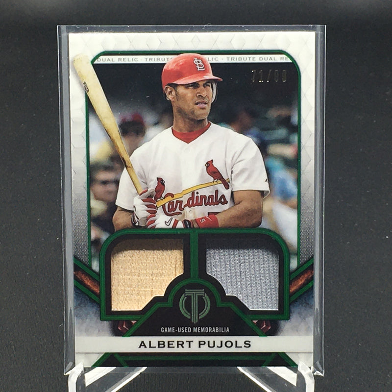 2021 TOPPS TRIBUTE - GREEN PARALLEL - A. PUJOLS - #DR-AP - #'D/99 - DUAL RELIC