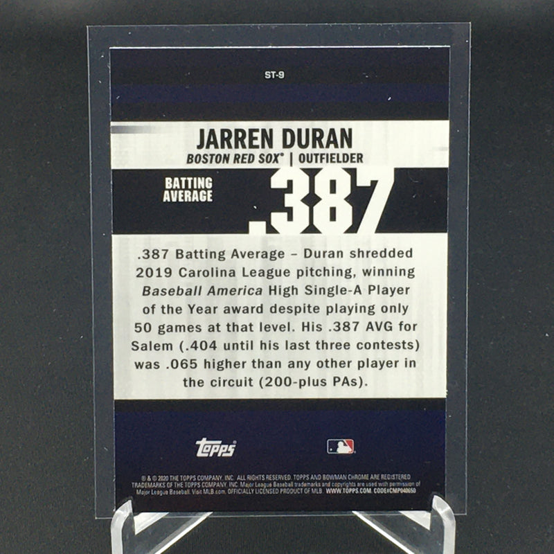 2020 TOPPS BOWMAN CHROME - STAT TRACKER - J. DURAN -