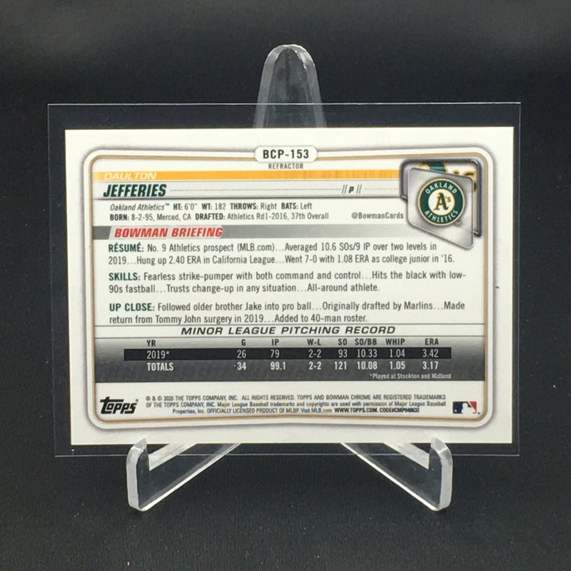 2020 TOPPS BOWMAN CHROME - REFRACTOR - D. JEFFERIES - #BCP-153 - #'D/499